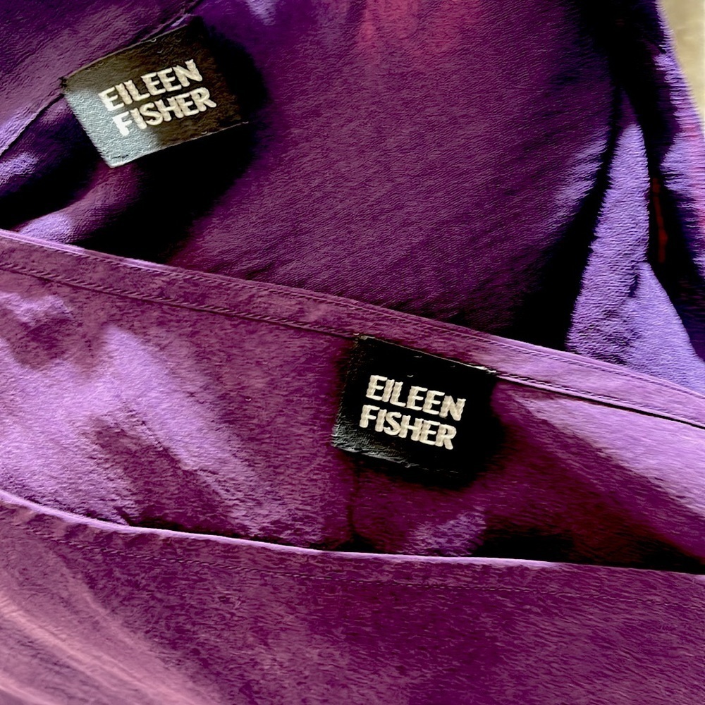 Fabulous Eileen Fisher Silk Ensemble. Long Sheath dress with long Sheer coat. - Picture 8 of 9
